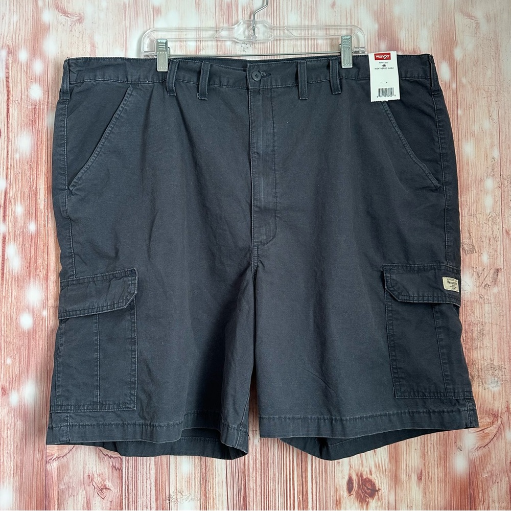 Wrangler Blue Weathered Wash Cotton Twill Cargo Shorts Size Waist 48